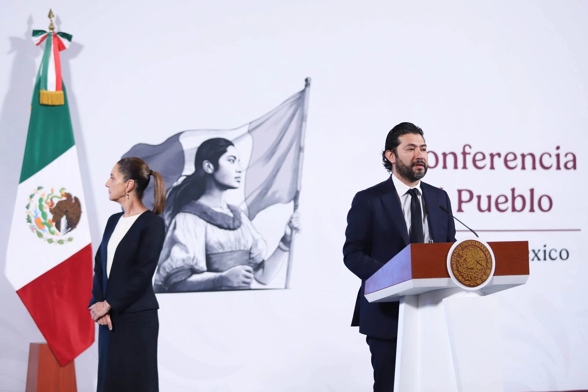 El secretario del Trabajo, Marath Bolaños, destacó que la reforma beneficiará a 658 mil personas que trabajan en plataformas digitales, el 5 de marzo de 2025. Foto