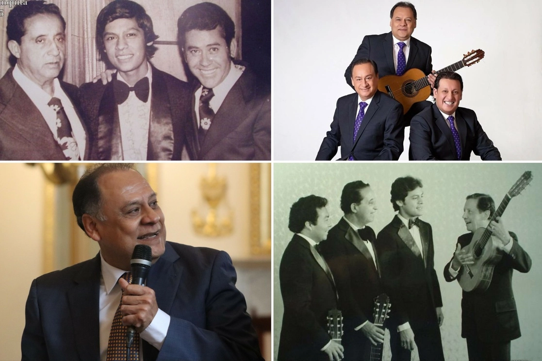 En las imágenes, los integrantes de la formación original y de la actual del trío. Abajo a la izquierda, el homenajeado. Foto cortesía de Gabi Vargas y del Sistema de Teatros de la CDMX