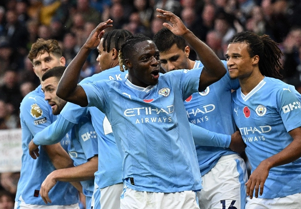 Jérémy Doku anotó el primer tanto de la goleada ante Bournemouth, al minuto 30 de partido, el 4 de noviembre de 2023. Foto Afp