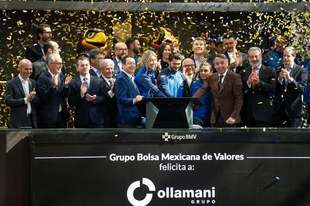 Los certificados de participación ordinarios (CPO’s) del club América y el estadio Azteca vuelan en la Bolsa Mexicana de Valores, al casi triplicar su valor en las primeras horas de su debut, el 20 de febrero de 2024. Foto tomada de X @OllamaniPrensa