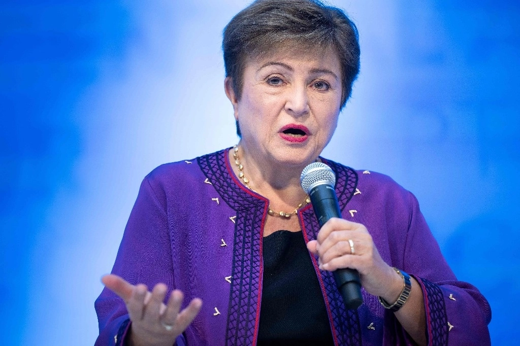 "El comercio se ha ralentizado, pero no ha retrocedido", declaró Kristalina Georgieva en una conversación previa a las reuniones anuales del FMI y el Banco Mundial. Imagen del 17 de octubre de 2024. Foto Afp