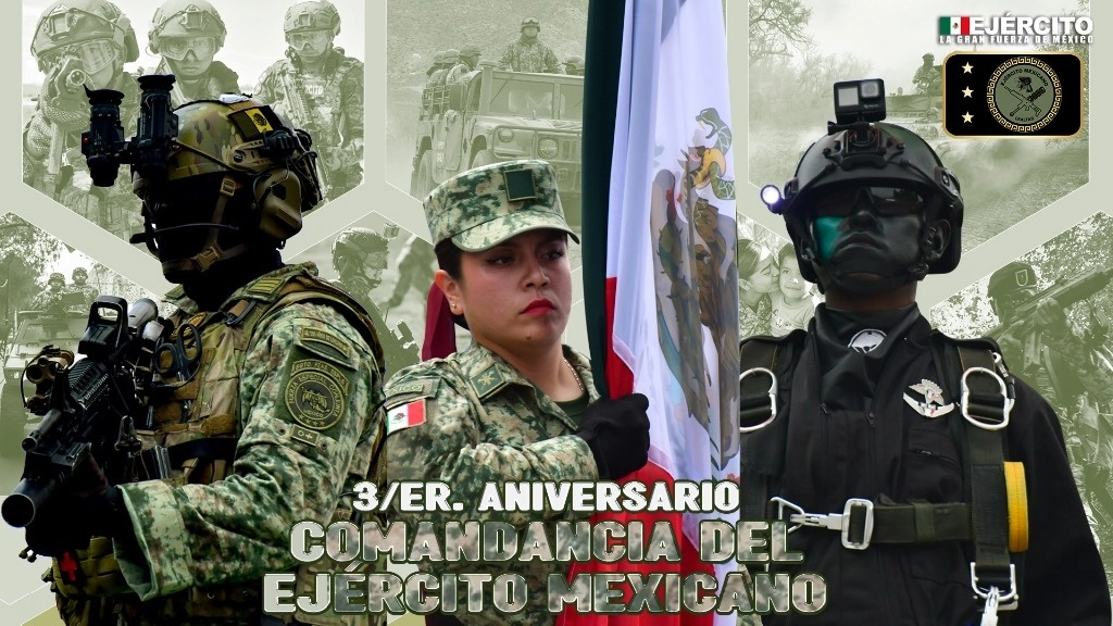 Imagen difundida por la Sedena con motivo del tercer aniversario de la creación de la Comandancia del Ejército. Imagen tomada de https://x.com/SEDENAmx