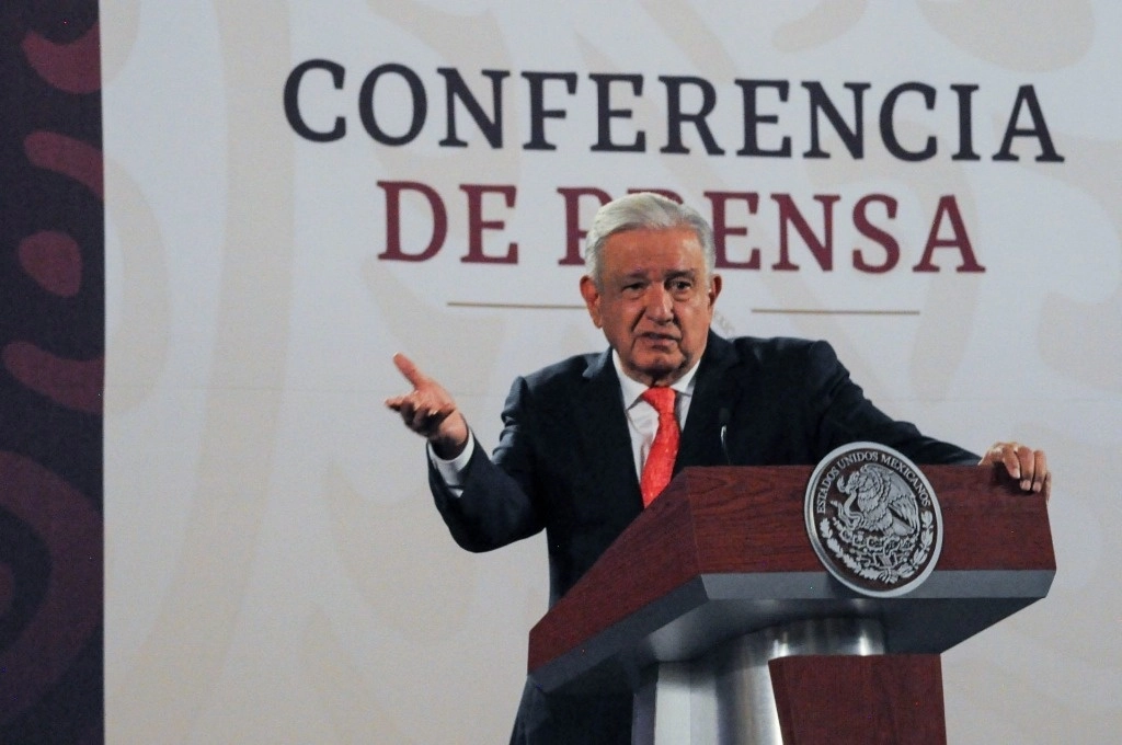 El presidente López Obrador, durante su conferencia de prensa de este jueves, desde Palacio Nacional. Foto Cuartoscuro 