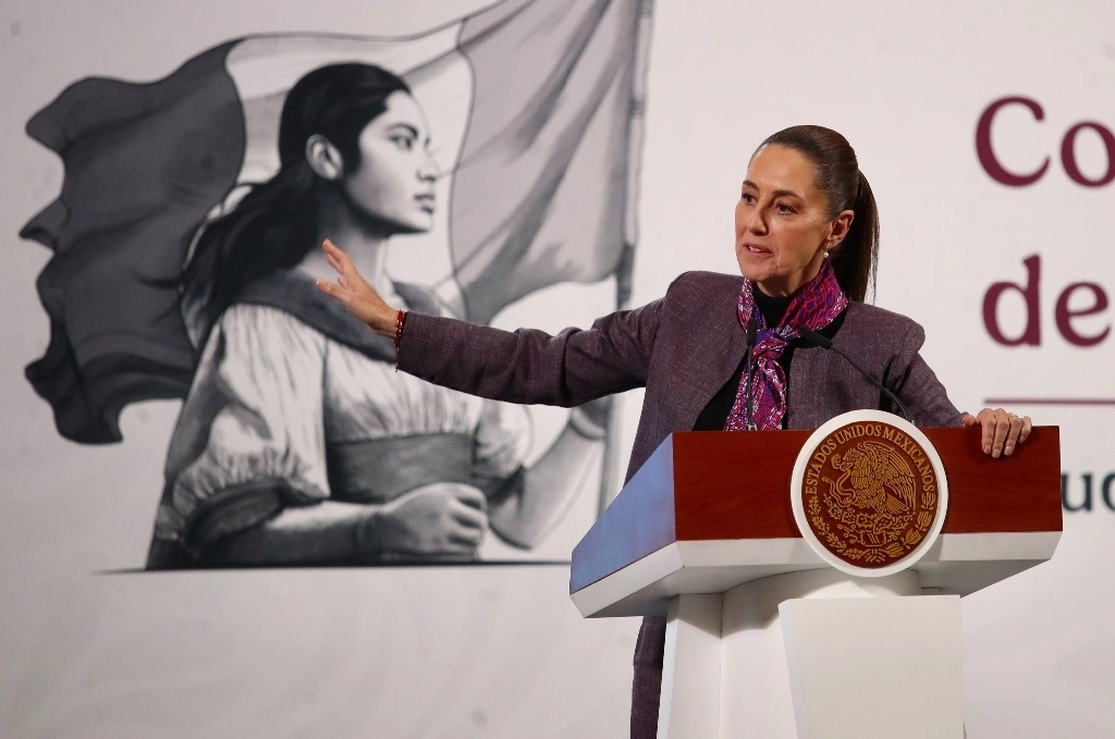 La presidenta Claudia Sheinbaum durante una conferencia matutina en Palacio Nacional, en la Ciudad de México. Foto Yazmín Ortega Cortés / Archivo