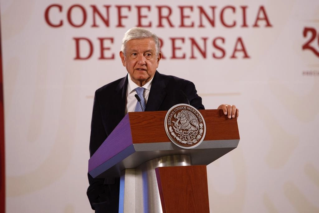 El presidente Andrés Manuel López Obrador durante la conferencia de prensa matutina en Palacio Nacional, el 12 de agosto de 2022. Foto Pablo Ramos