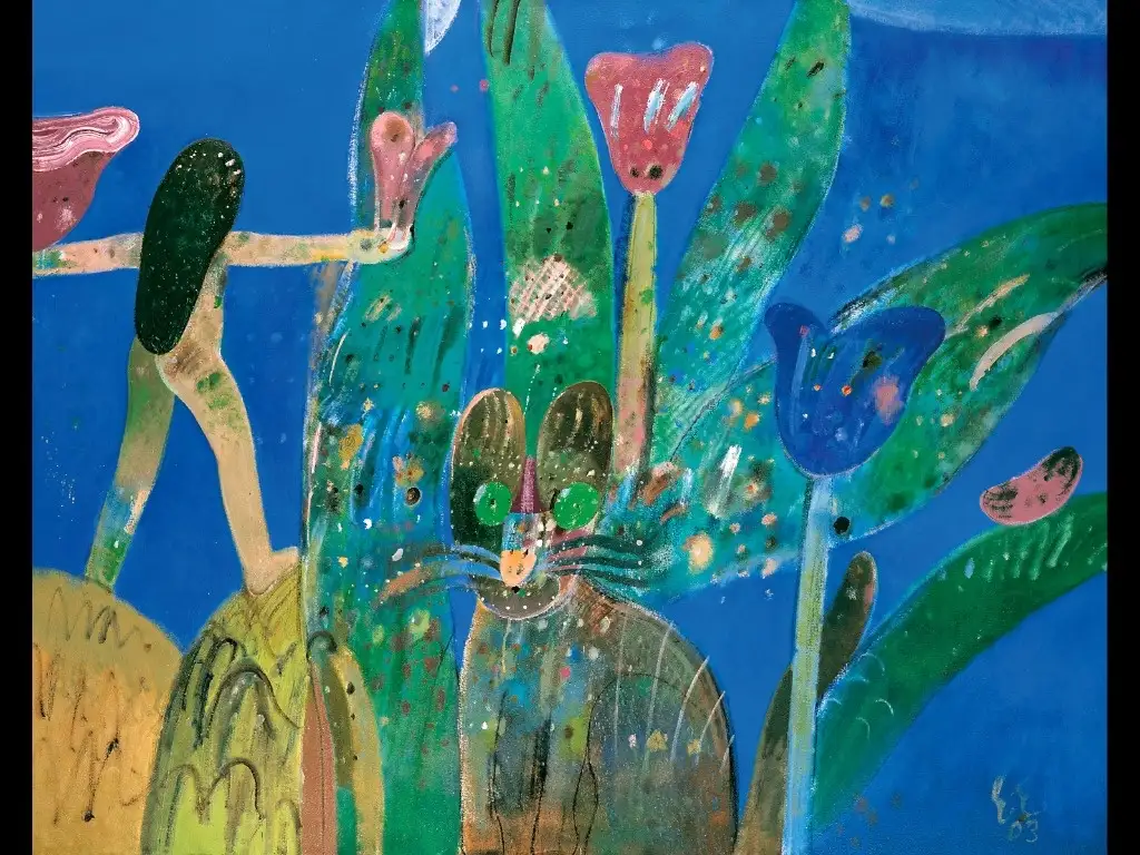 Mañana se festeja el cumpleaños del artista suizo-mexicano Roger von Gunten. La exposición en el recinto de Moneda 4, Centro Histórico, incluye grabado, pintura y escultura. En la imagen, el lienzo ‘Jardín en el mar’, incluido en la muestra. Foto cortesía de la SHCP 