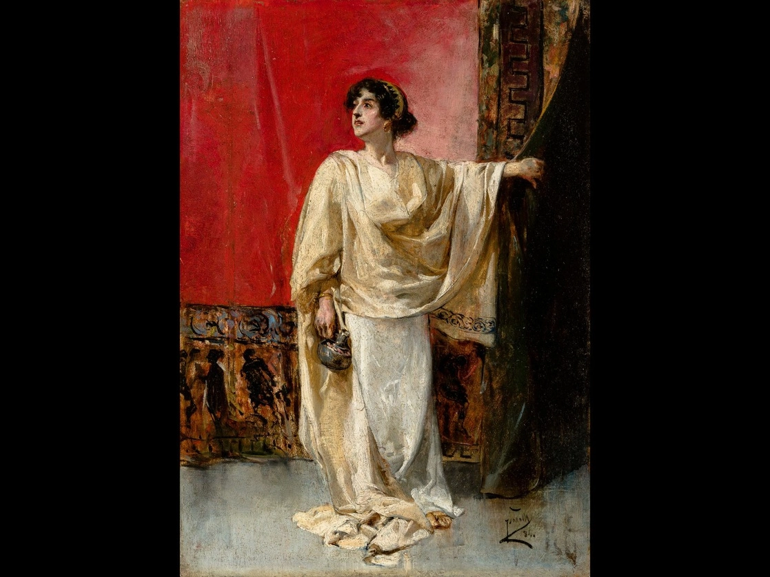 Vestal o Sacerdotisa romana. Valencia, 1884, cuadro que forma parte de la exposición Retratos de Joaquín Sorolla (1863-1923), en el recinto madrileño. Foto Museo Sorolla de Madrid

