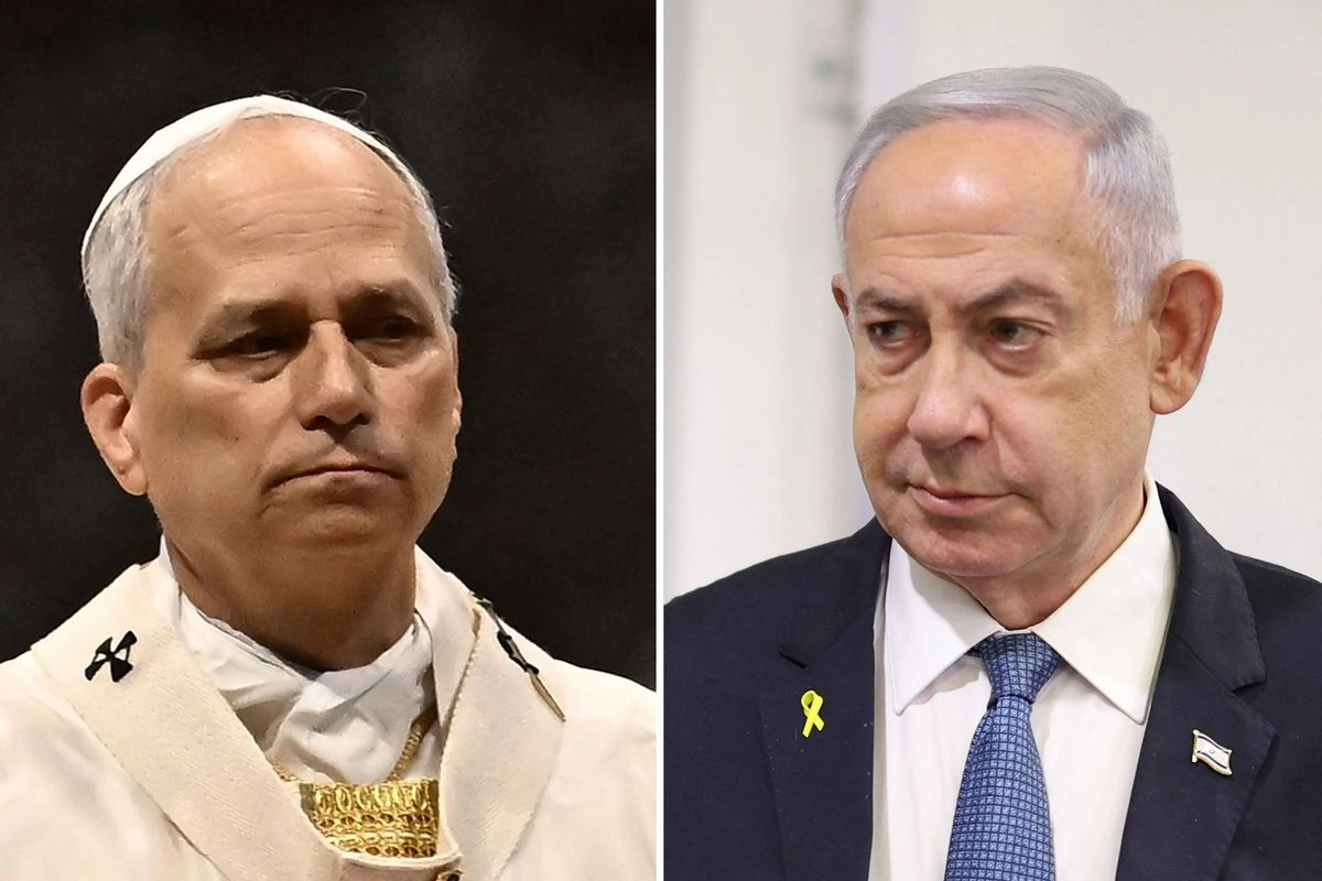 El Papa León XIV  y el Primer Ministro israelí, Benjamin Netanyahu.