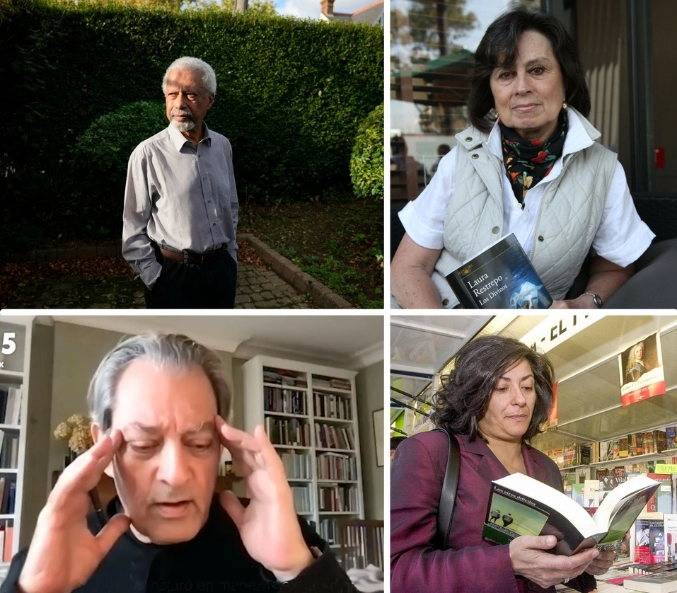 Entre los sucesos importantes de 2021, Abdulrazak Gurnah recibió el Nobel de Literatura. La FIl de Guadalajara reanudó sus actividades de manera presencial, aunque mantuvo el formato a distancia en algunas actividades, como en las que participaron Laura Restrepo y Paul Auster. En la feria, la noticia de la muerte de Almudena Grandes sorprendió a todos.Foto Ap, María Luisa Severiano, captura de pantalla y Afp