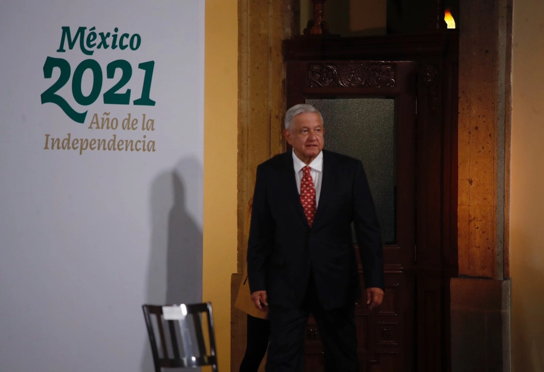 El presidente de México, Andrés Manuel López Obrador, durante su conferencia matutina en Palacio Nacional, en la Ciudad de México, el 5 de julio de 2021. Foto Cristina Rodríguez