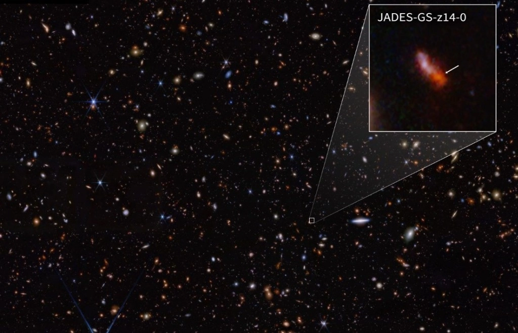 Este descubrimiento no fue sólo un nuevo récord de distancia. El aspecto más importante de JADES-GS-z14-0 fue que a esta distancia sabemos que esta galaxia debe ser intrínsecamente muy luminosa. Foto Europa Press