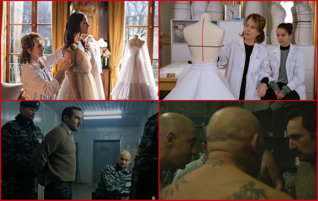 Arriba, escenas de la película ‘Alta costura’, y abajo, de ‘Kompromat: El expediente ruso’. Foto cortesía del encuentro 