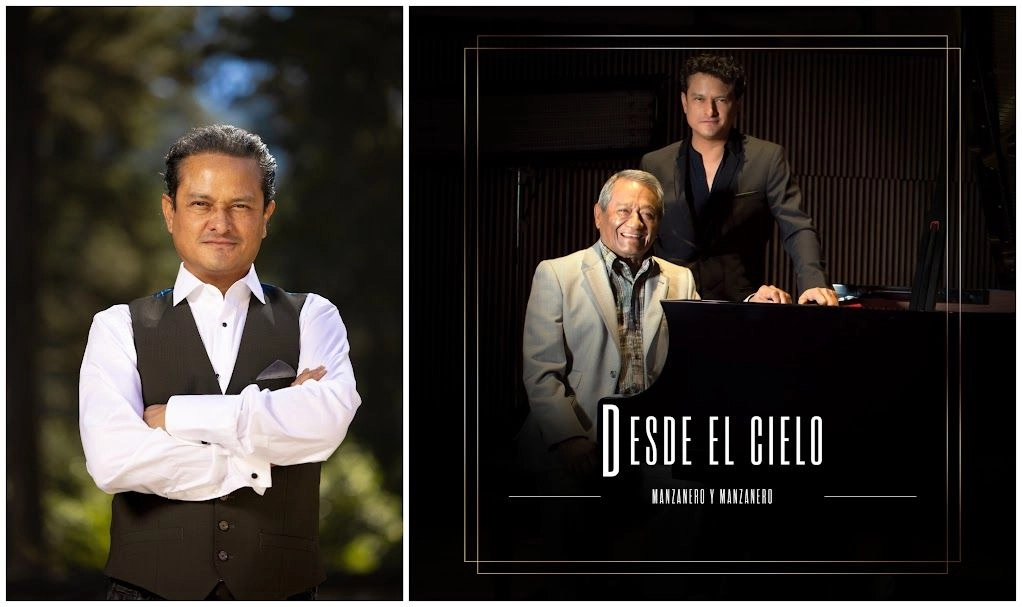 El cantante Juan Pablo Manzanero y la portada del disco ‘Desde el cielo’. Foto 