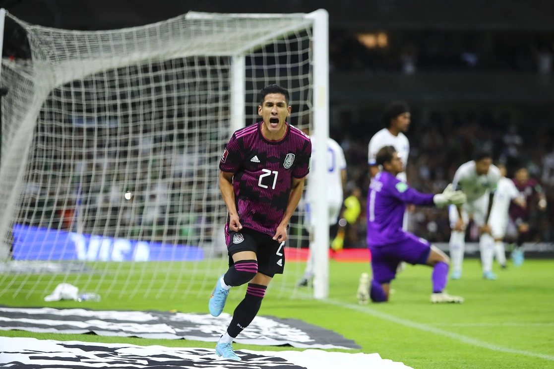 Uriel Antuna marcó el primer gol de los mexicanos y abrió el camino directo rumbo a Qatar., el 30 de marzo de 2021. Foto tomada del Twitter de @miseleccionmx