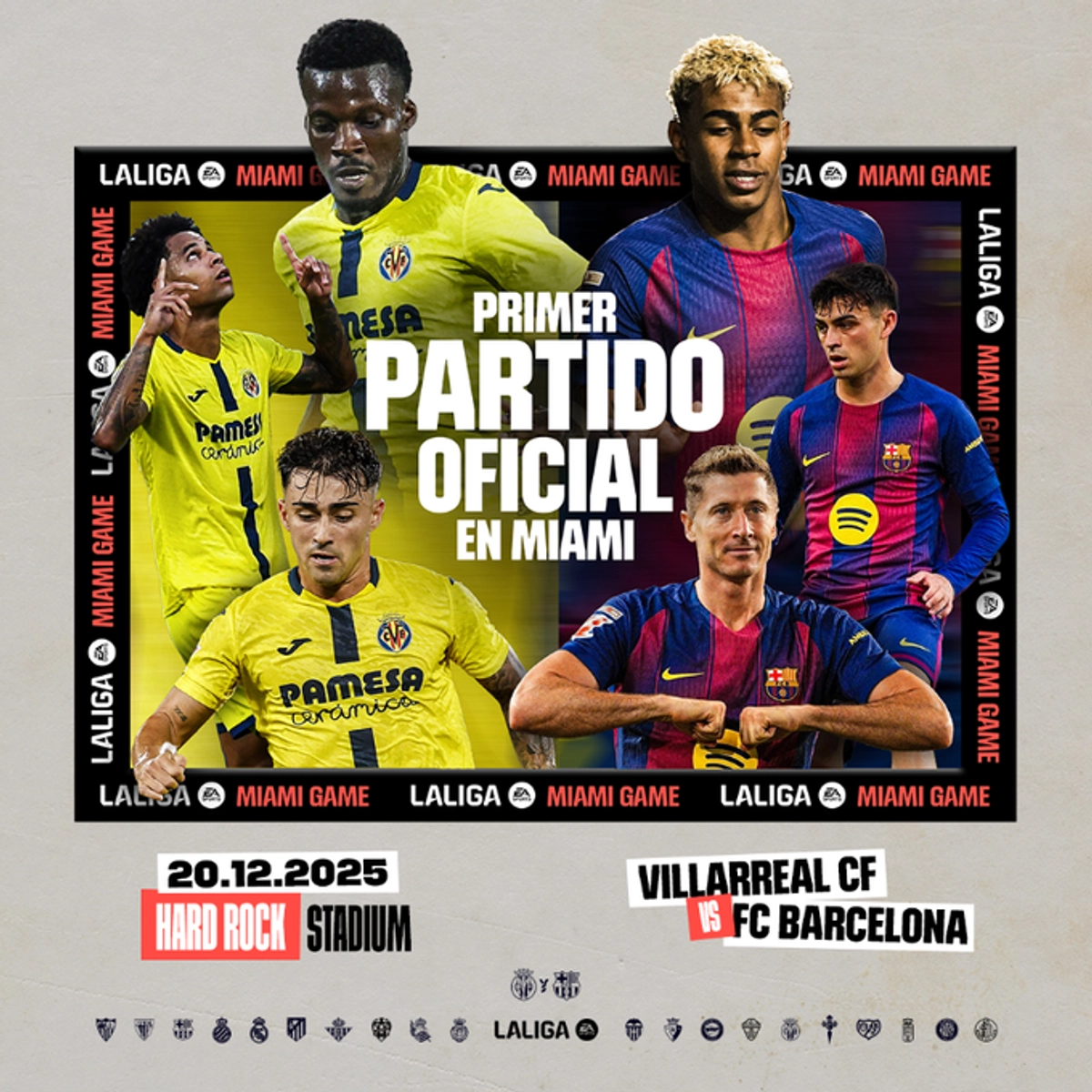 "Ya está prácticamente terminado (...) En vez de jugarse en el estadio de la Cerámica, en Villarreal, se jugará en Miami", anunció Javier Tebas, presidente de la LaLiga. Imagen tomada de 