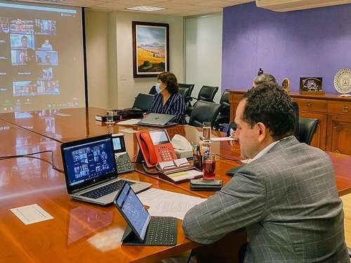 Arturo Herrera, titular de Hacienda, durante la videoconferencia.Foto tomada de la cuenta de Twitter del secretario