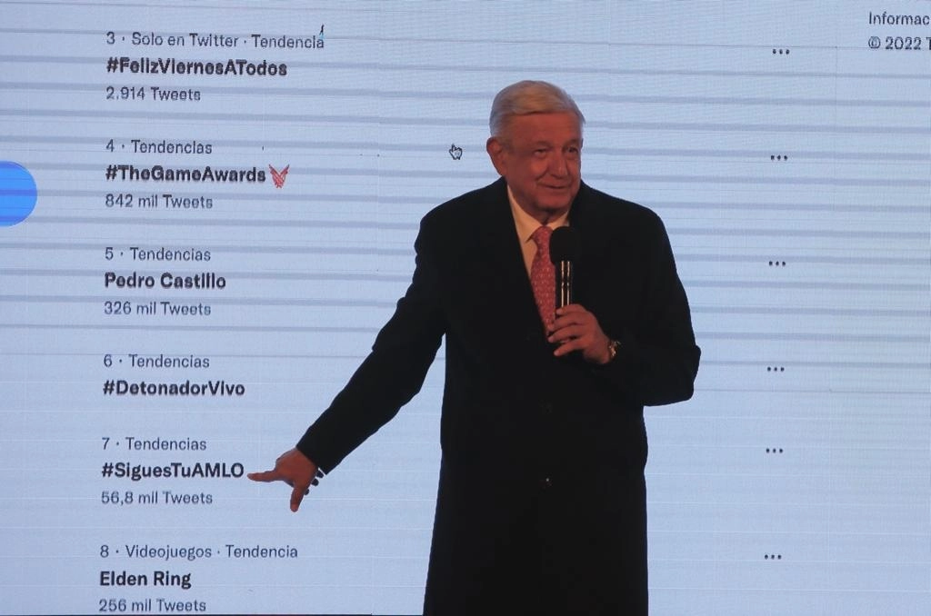 El presidente Andrés Manuel López Obrador durante su conferencia matutina en Palacio Nacional, el 9 de diciembre de 2022. Foto José Antonio López