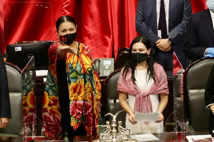 La diputada Dulce María Sauri al momento de tomar protesta como presidenta de la Mesa Directiva. Foto Luis Castillo