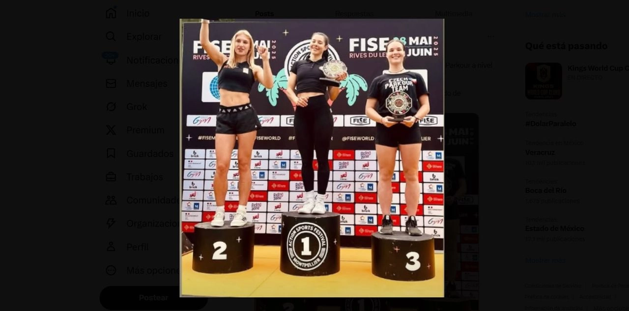La mexicana Ella Bucio logró imponerse en el certamen mundial de parkour celebrado en Montpellier, Francia. Foto