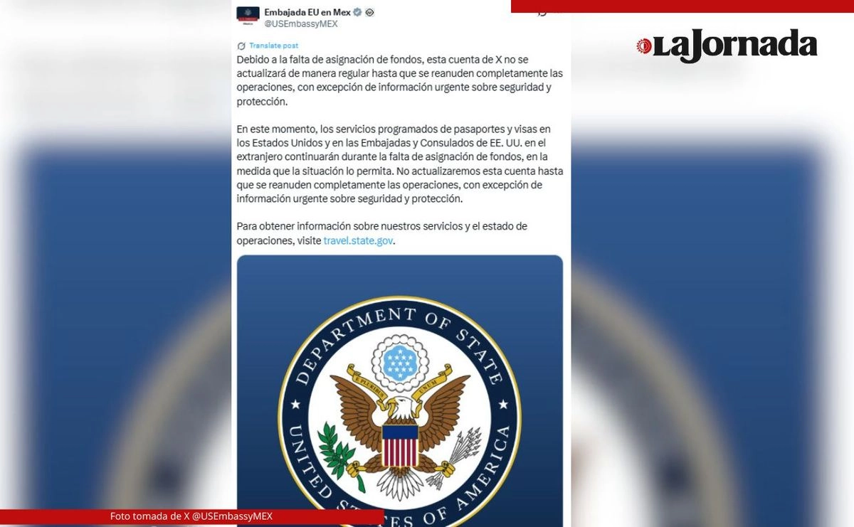 La representación diplomática precisó que únicamente publicará información urgente relacionada con seguridad y protección. Imagen tomada de X 