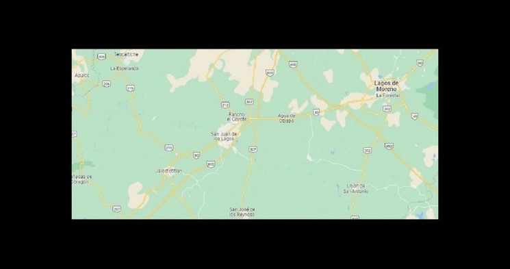 Un grupo armado emboscó a elementos de la GN que realizaban un recorrido de seguridad a la salida de San Juan de los Lagos, Jalisco. Foto Tomada de Google Maps 
