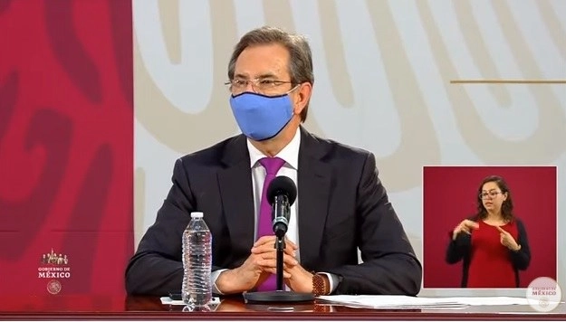 El titular de la SEP, Esteban Moctezuma, durante conferencia de prensa. Fotograma tomado del video emitido por el Gobierno de México