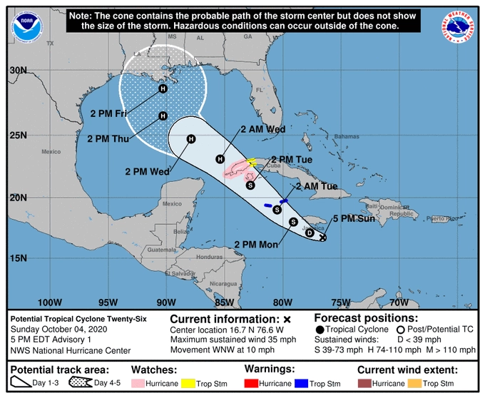 Mapa de la tormenta tropical Delta