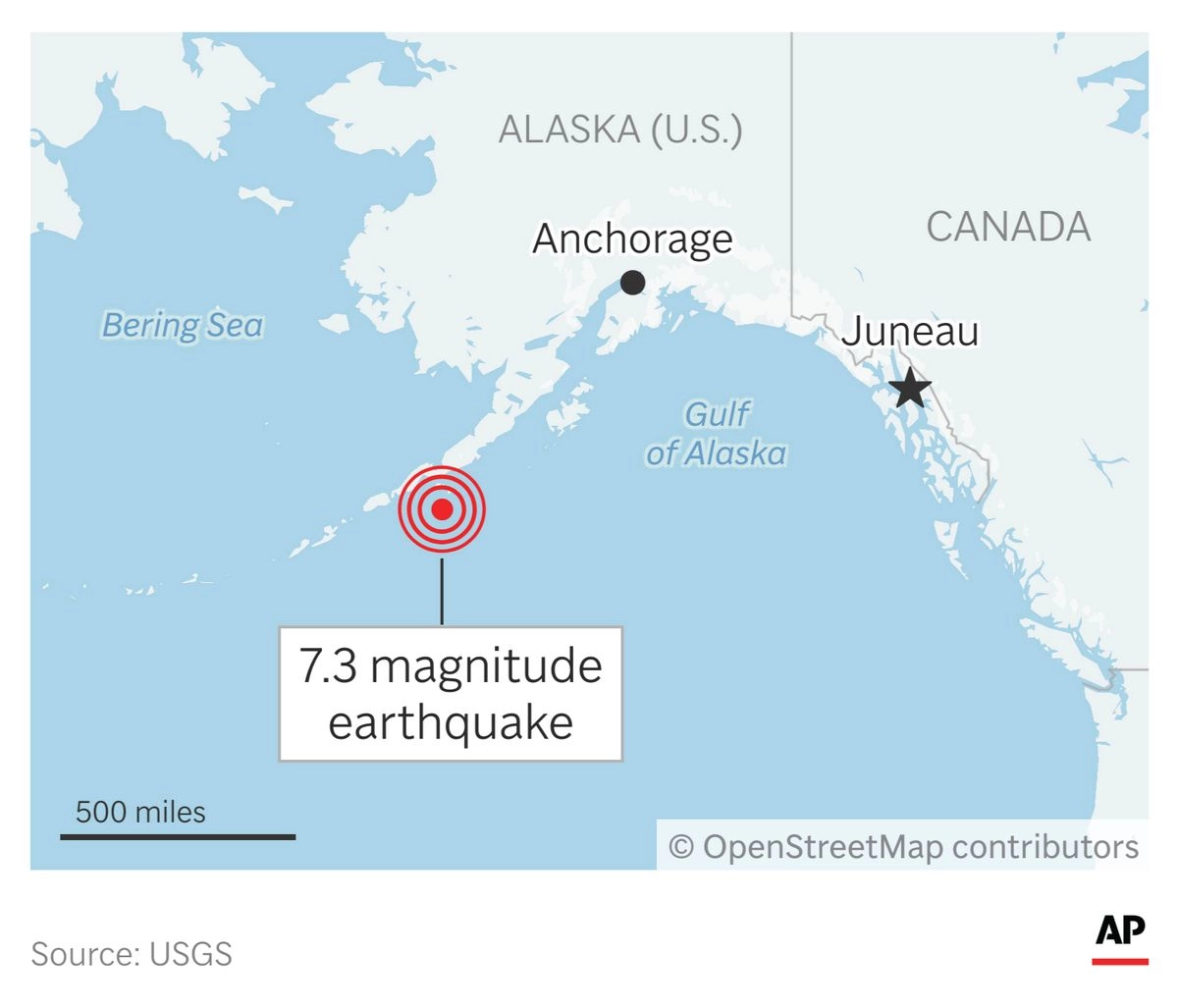 Un fuerte terremoto ocurrido el miércoles frente a la costa de Alaska desencadenó una alerta de tsunami. Foto