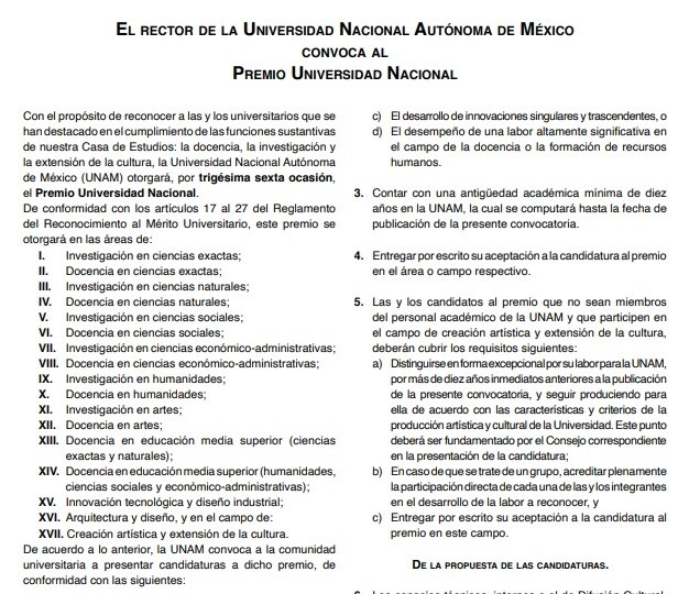 Imagen tomada de la convocatoria publicada en https://www.gaceta.unam.mx/wp-content/uploads/2020/06/200608-convocatorias.pdf