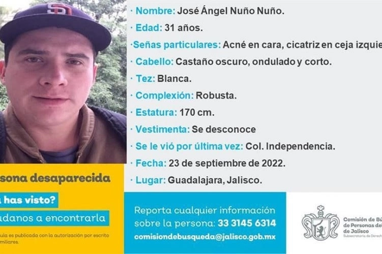 Personas cercanas a José Ángel pidieron que si algún ciudadano tiene información sobre su paradero se comunique al teléfono 3331456314. Foto cortesía