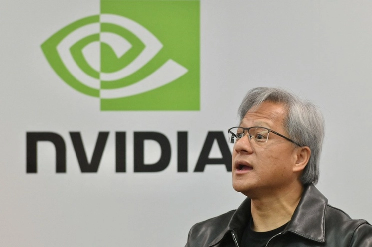 Jensen Huang, CEO de NVIDIA Crop., habla durante una conferencia de prensa en Computex, el 30 de mayo de 2023. Foto Afp