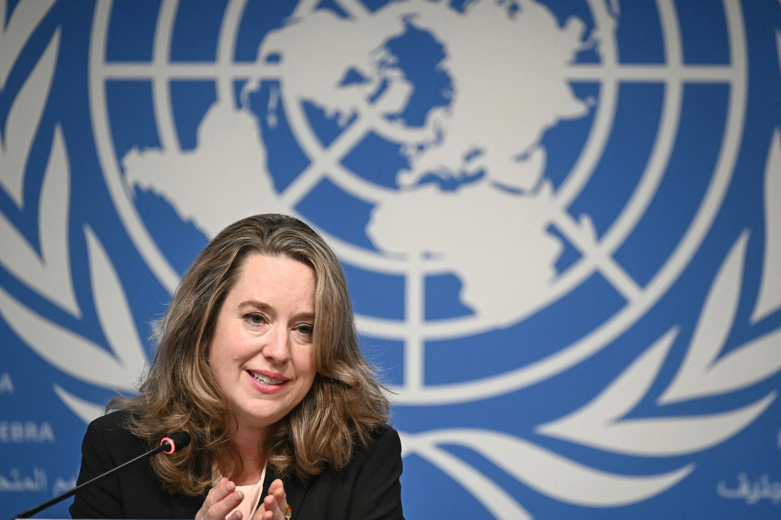 Amy Pope, la primera mujer en liderar la Organización Internacional para las Migraciones, intentó recalcar los beneficios económicos de la inmigración para los países ricos con poblaciones envejecidas, el 2 de octubre de 2023. Foto Afp 