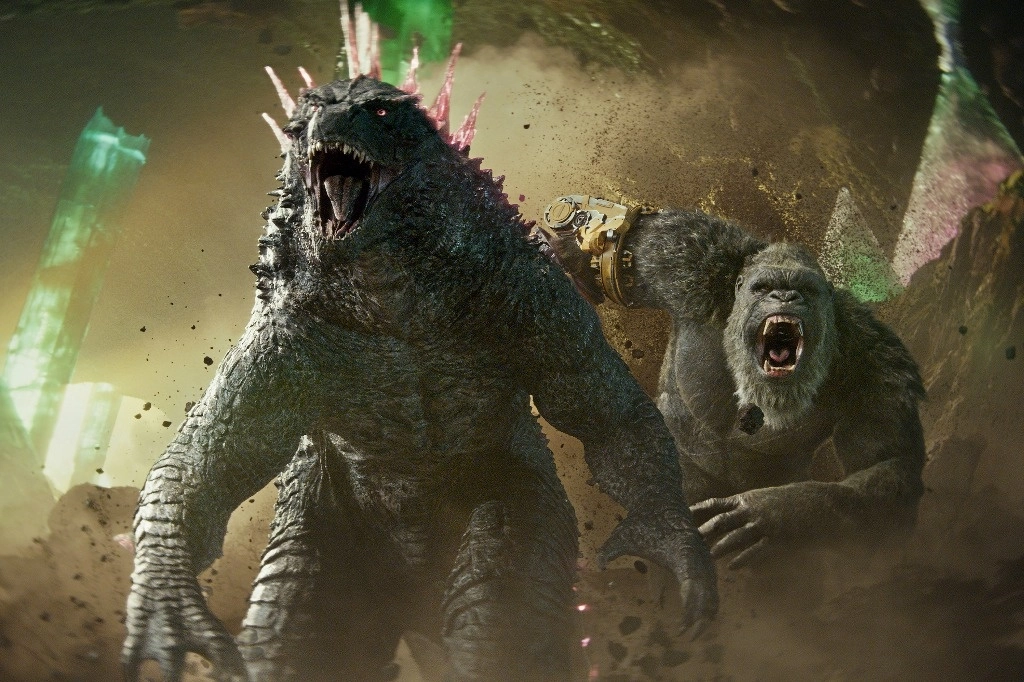 Esta imagen muestra a Godzilla, izquierda, y Kong en una escena de "Godzilla x Kong: The New Empire". Foto Ap