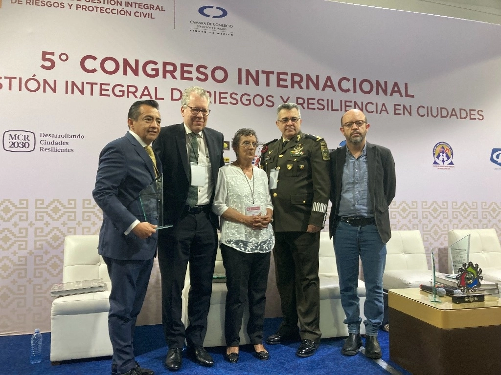 Durante el Quinto Congreso Internacional de Gestión Integral de Riesgos y Resiliencia en Ciudades, que se lleva a cabo en la Expo Reforma de la Cámara Nacional de Comercio de la Ciudad de México, el 11 de octubre de 2023. Foto Bertha Teresa Ramírez