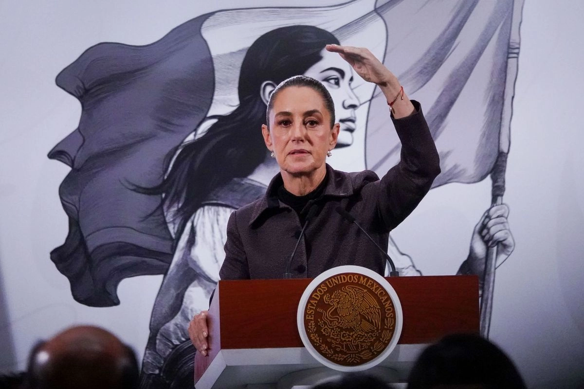 La presidenta Claudia Sheinbaum durante la conferencia matutina en Palacio Nacional, el 7 de octubre de 2025. Foto 