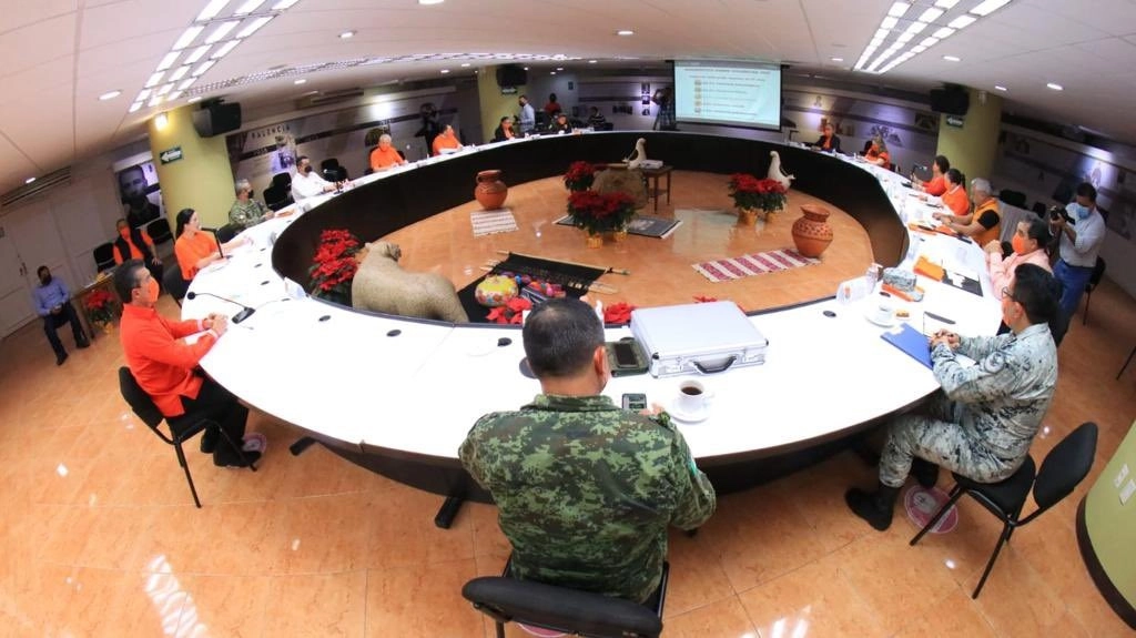 Trabajos de la Mesa de Seguridad en Chiapas durante el Día Internacional de la Eliminación de la Violencia Contra la Mujer. Foto Tomada del Twitter @RutilioEscandon