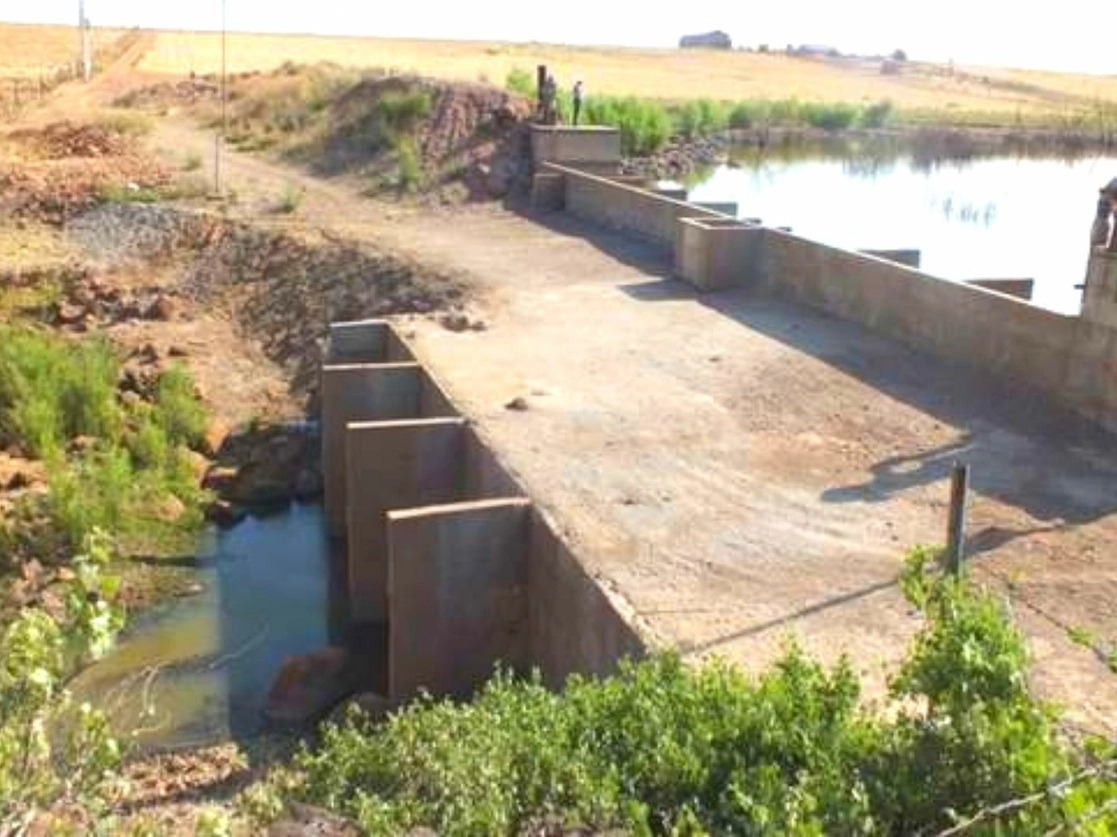 Represa en un campo del municipio de Namiquipa, Chihuahua, en julio de 2012. Foto La Jornada / Archivo