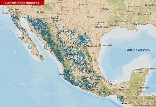 Las áreas oscuras indican territorios concesionados a particulares.Foto Imagen tomada de Internet