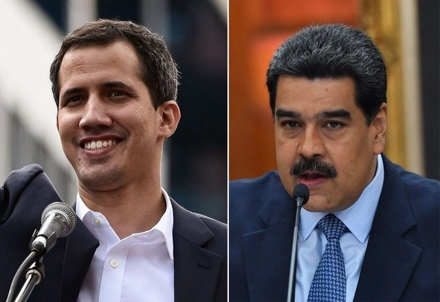 El presidente de Venzuela, Nicolás Maduro (derecha) y su opositor Juan Guaidó (izquierda). Foto Afp / Archivo