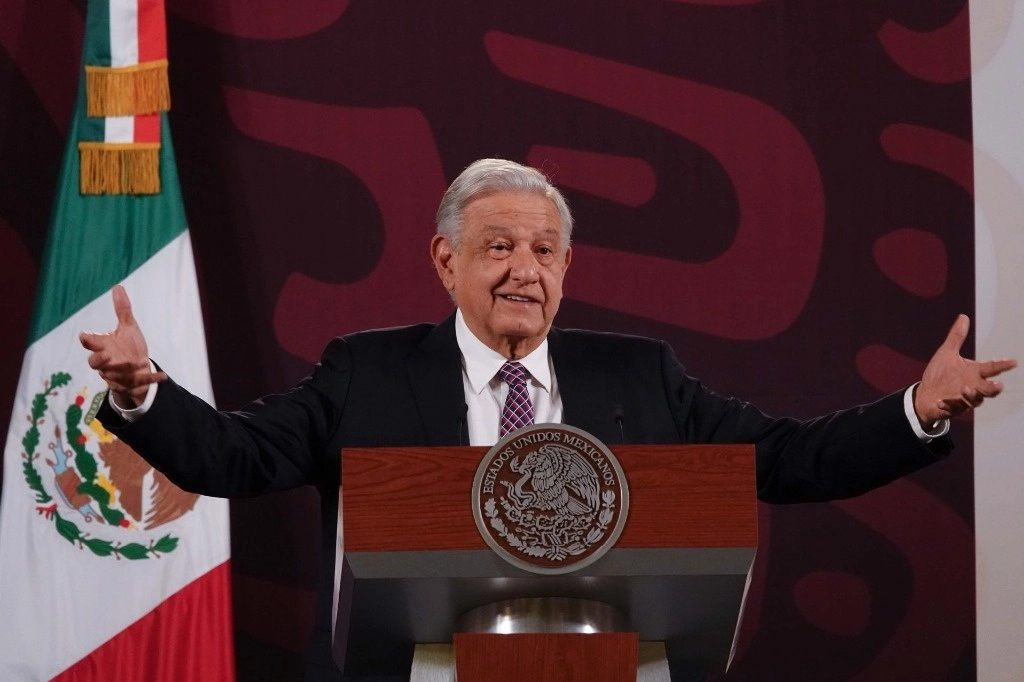 El presidente López Obrador, durante su conferencia de este miércoles 6 de marzo de 2024, desde Palacio Nacional. Foto Cuartoscuro 