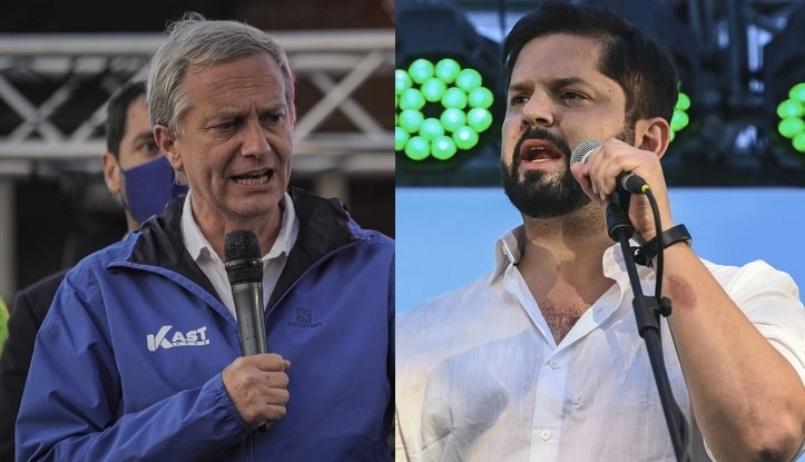 El ultraderechista José Antonio Kast y el izquierdista Gabriel Boric encabezan las preferencias rumbo a las elecciones presidenciales en Chile. Foto Ap y Afp
