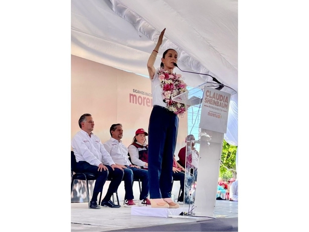 Claudia Sheinbaum, candidata presidencial de Morena, PT y PVEM, se reunió con simpatizantes en Cadereyta de Montes, Querétaro, el 7 de marzo de 2024. Foto Alma Muñoz