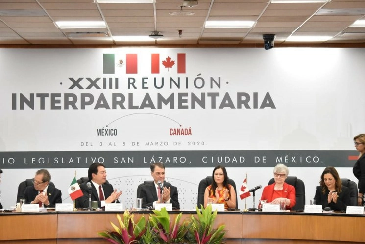 Legisladoras y legisladores de  México y Canadá firmaron un Memorándum de Entendimiento en la inauguración de la XXIII Reunión Interparlamentaria entre ambas naciones. Foto Cortesía Cámara de Diputados