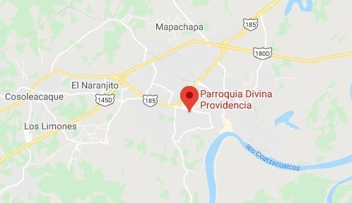 Fue asesinado un voluntario del  comedor comunitario de la parroquia La Divina Providencia, en Minatitlán, Veracruz. Captura de imagen de Google Maps
