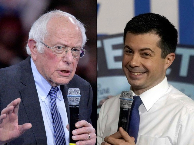 El senador Bernie Sanders y el ex alcalde de South Bend, Indiana, Pete Buttigieg son favoritos en la elección del próximo martes. Foto Afp 