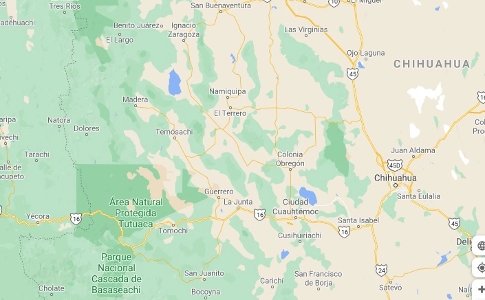 El alcalde de Temósachi, Chihuahua fue hallado asesinado. Imagen Google Maps