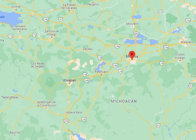 Cuatro integrantes de una familia fueron localizados sin vida en la capital michoacana. Las víctimas presentaban al menos un impacto de arma de fuego. Captura de imagen de Google Maps