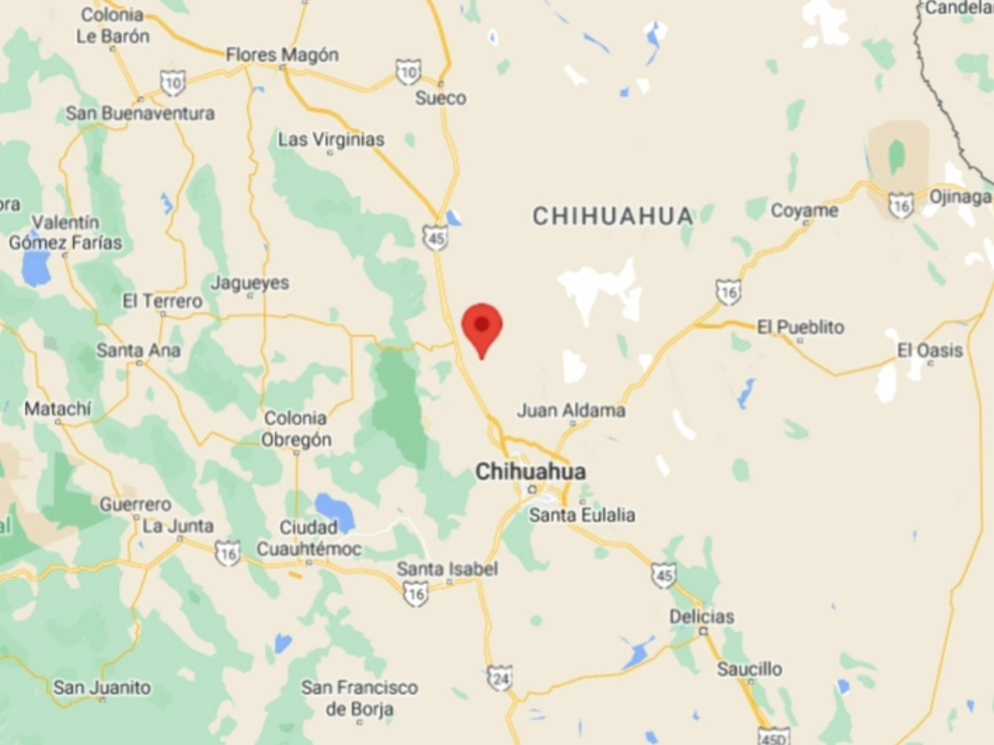 En la región de El Sauz y el resto del estado, luchan por el control integrantes de los brazos armados de los carteles de Juárez y Sinaloa, La Línea y Gente Nueva, respectivamente. Imagen tomada de Google Maps
