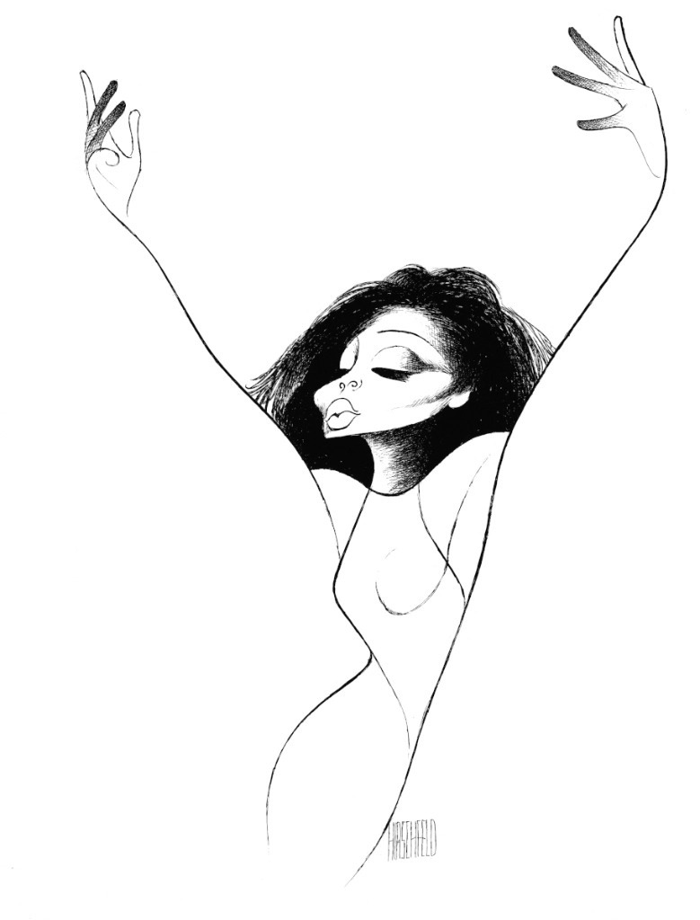 Litografía de la cantante Diana Ross (1995), del artista Albert HirschfeldFoto Albert Hirschfeld Foundation
