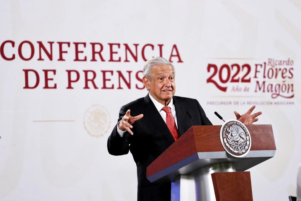 El presidente de México Andrés Manuel López Obrador durante su conferencia matutina en Palacio Nacional, en la Ciudad de México, el 9 de marzo de 2022. Foto Roberto García Ortiz


